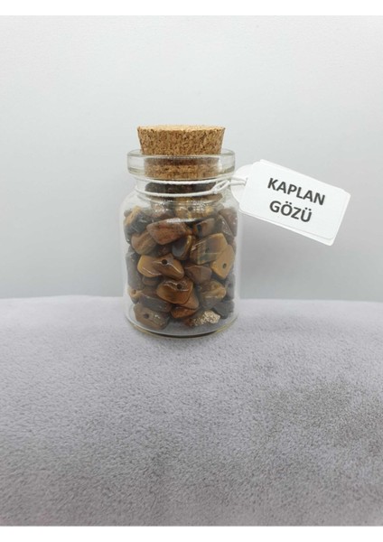 Sertifikalı Tüp Şişelerde Kırık Doğal Taşlar Kaplan Gözü Delikli 5X3CM Büyük Boy