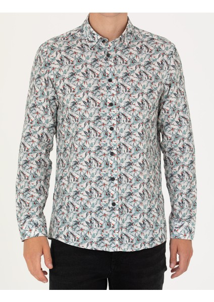 Erkek Mint Slim Fit Uzun Kollu Gömlek 50276458-VR152