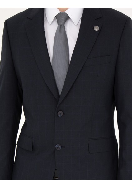 Erkek Lacivert Slim Fit Takım Elbise 50285263-VR033