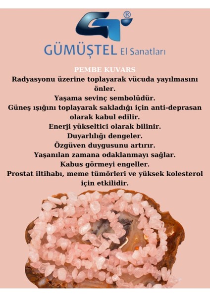 Pembe Kuvars Kırık Doğal Taş - 10 gr Delikli Doğal Taş indirimleri