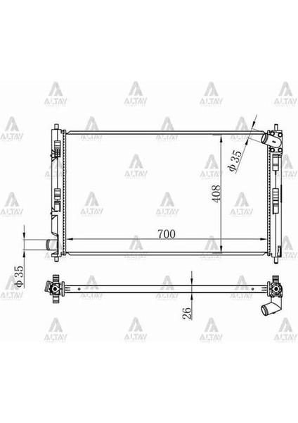 10596 Radyatör Su Lancer 08 Asx 10 Outlander 06-13 4007 4008 Dizel 698X408X26 A-T Brazing 1350A298