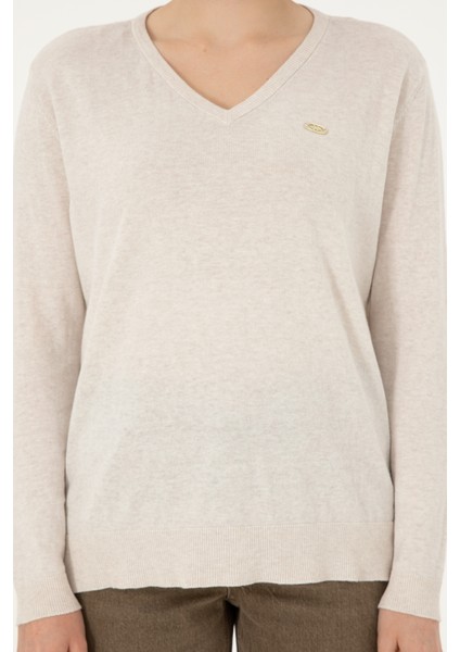 Kadın Krem Melanj Kazak /Triko 50288973-VR159