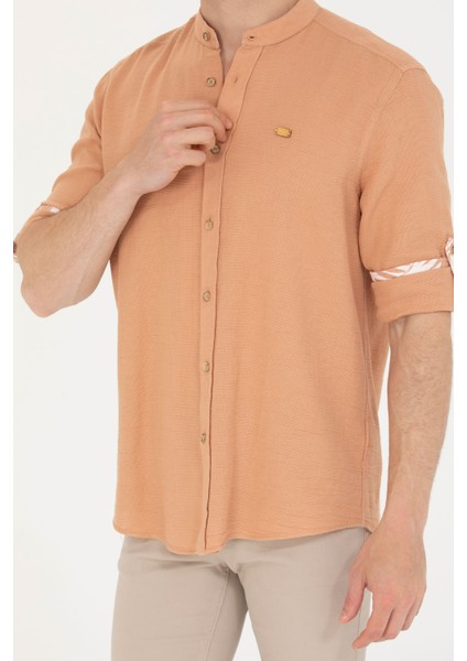 Erkek Camel Gömlek Desenli 50263721-VR015