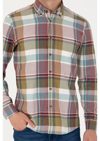 Erkek Bordo Gömlek Desenli 50272294-VR014