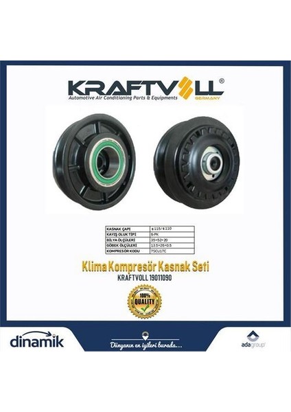 19011090 Klima Kompresör Kasnak Seti Audi Volkswagen 6pkzexel KYOKS5359