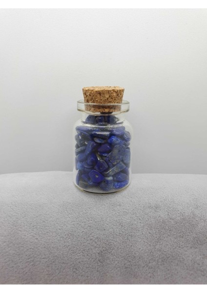Sertifikalı Tüp Şişelerde Kırık Doğal Taşlar (Lapis Lazuli Taşı Delikli) 5X3CM Büyük Boy