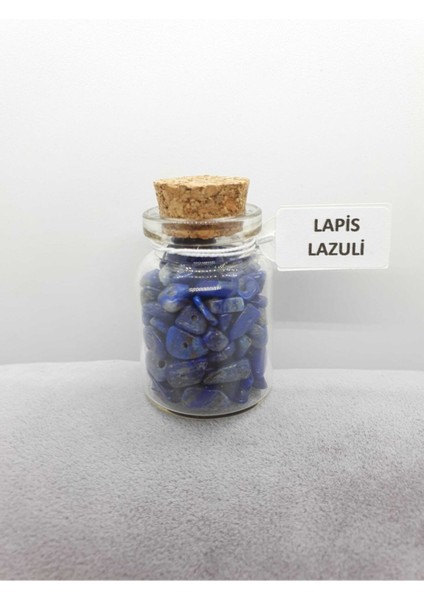 Sertifikalı Tüp Şişelerde Kırık Doğal Taşlar (Lapis Lazuli Taşı Delikli) 5X3CM Büyük Boy