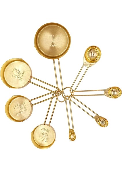 8 Adet Altın Tarzı Upors Paslanmaz Çelik Ölçü Kapları ve Kaşıkları Kuru ve Sıvı Malzemeler Için Ölçülü Pişirme Kapları (Yurt Dışından) fiyatları