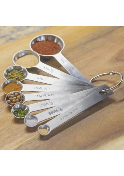 8'li Paslanmaz Ölçü Kaşığı Seti - Zeka ve Kaşık, - Metrik ve Us - Mutfağınız Için Komple Set Z (Yurt Dışından)