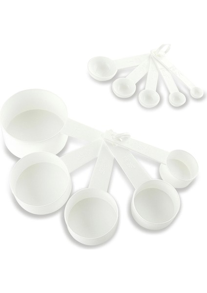 Beyaz Stil Seacreating Ölçme Fincanları ve Kaşık Seti Eces Kuru ve Sıvı Malzemeler Için Yuvalama Ölçü Fincanları Pişirme Aksesuarları (Yurt Dışından)
