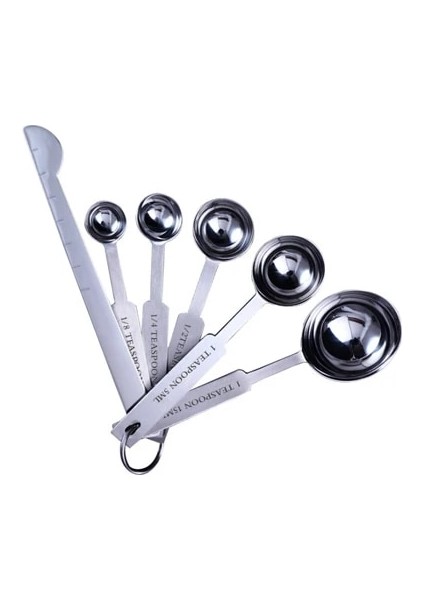 6 Adet Ölçü Kaşığı Stili Ölçü Kapları Istiflenebilir Mutfak Ölçü Kaşığı Seti Paslanmaz Çelik Yemek Kaşığı Ev Ölçü Kapları ve Kaşık Seti (Yurt Dışından)