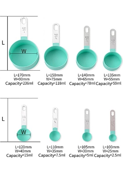 Mavi Stil Ölçme Kaşık Seti Ölçme Fincan Seti Çay Kahve Ölçme Aletleri Sıvı Un Pişirme Pişirme Mutfak Aksesuarları (Yurt Dışından) modelleri