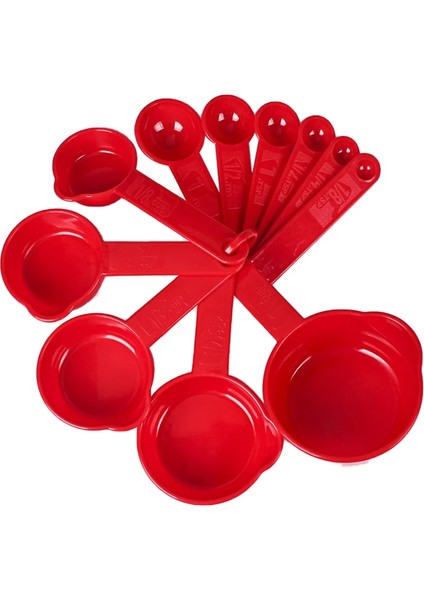 Kırmızı Stil Mutfak Kaşığı Çok Ölçekli Ayarlanabilir Ölçme Plastik Kaşık Çift Uçlu Kaymaz Çay Kaşığı Kahve Şeker Pişirme Pişirme Aracı (Yurt Dışından)