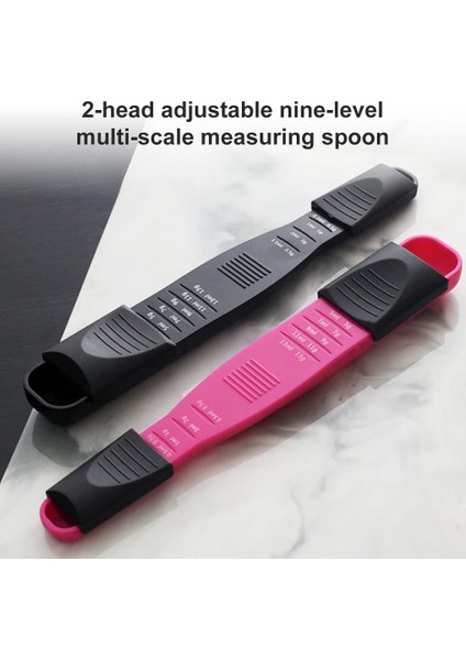 Kırmızı Stil Mutfak Kaşığı Çok Ölçekli Ayarlanabilir Ölçme Plastik Kaşık Çift Uçlu Kaymaz Çay Kaşığı Kahve Şeker Pişirme Pişirme Aracı (Yurt Dışından) fırsatları