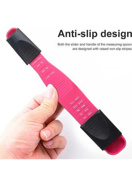 Kırmızı Stil Mutfak Kaşığı Çok Ölçekli Ayarlanabilir Ölçme Plastik Kaşık Çift Uçlu Kaymaz Çay Kaşığı Kahve Şeker Pişirme Pişirme Aracı (Yurt Dışından) indirimleri