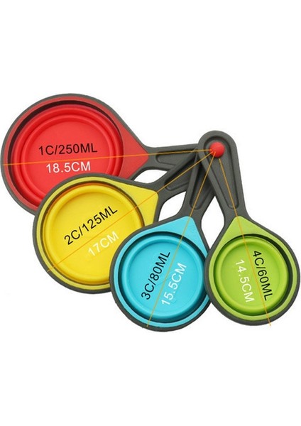 Kaşık ve Fincan Stili 4 Parça Set Gıda Sınıfı Silikon Yeşil Katlanır Mutfak Ölçme Fincan Kaşık Dondurma Ölçme Aracı Şef Pişirme Aracı Set (Yurt Dışından) modelleri
