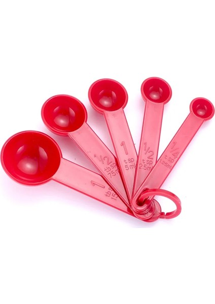 5 Adet Kaşık Kırmızı Stil Mutfak Gereçleri Ölçme Kaşığı Seti Çay Kaşığı Kahve Şeker Kepçe Kek Pişirme Ölçme Fincanları Mutfak Pişirme Pişirme Araçları (Yurt Dışından)