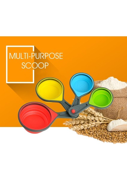 Kaşık Tarzı 4 Parça Set Gıda Sınıfı Silikon Yeşil Katlanır Mutfak Ölçme Fincan Kaşık Dondurma Ölçme Aracı Şef Pişirme Aracı Set (Yurt Dışından) fiyatları