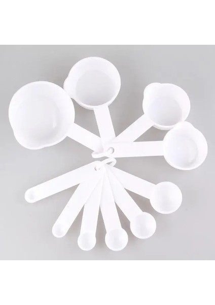 10 Adet Beyaz Set Stili Çok Amaçlı Kaşıklarbardak Ölçüm Aletleri Pp Pişirme Aksesuarları Paslanmaz Çelikplastik Saplı Mutfak Aletleri (Yurt Dışından)