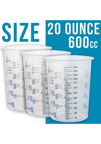 25 Adet Tarzı Adet Tek Kullanımlık Şeffaf Dereceli Plastik Karıştırma Kapları Boya Uv Reçine Epoksi 20 Oz 600ML Ölçüm Oranları (Yurt Dışından) modelleri