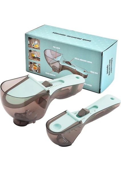 2 Adet Set Stili Ayarlanabilir Ölçme Bardakları Çok Fonksiyonlu Kaşık Setleri, Ölçekli Ölçme Kepçesi ile 5ml - 30ML Mutfak Pişirmek Için Hassas (Yurt Dışından)