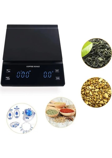 Siyah Stil 3kg 0.1g Damla Kahve Tartı Zamanlayıcılı Taşınabilir Elektronik Dijital Mutfak Terazisi Yüksek Hassasiyetli LED Elektronik Terazi (Yurt Dışından) fırsatları
