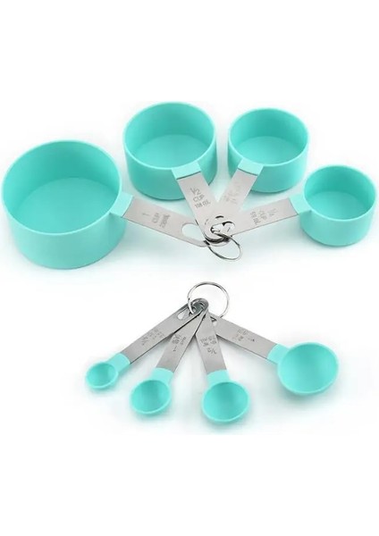 Açık Mavi Stil 8 Adet Ölçme Kaşıklarıcup Seti Çay Kahve Ölçme Araçları Sıvı Un Pişirme Aksesuarları Mutfak Aletleri Paslanmaz Çelik Saplı (Yurt Dışından)