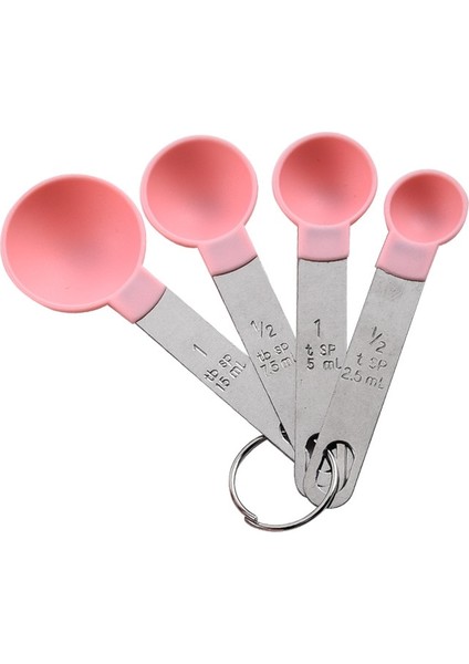Ölçüm Kaşığı Pembe Stil 4 Adetset Çay Kahve Ölçme Kaşığı Mutfak Pişirme Aksesuarları Yeni Dayanıklı Paslanmaz Çelik Ölçme Fincan Ölçme Alet Takımı (Yurt Dışından)
