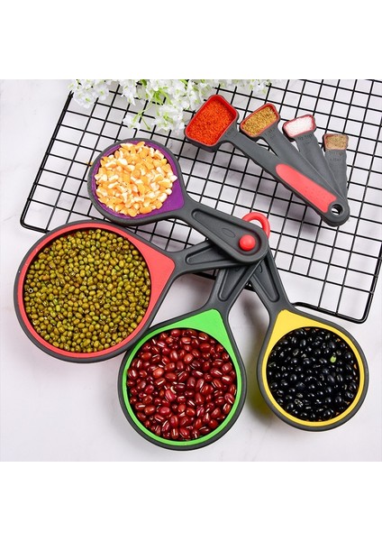 8 Adet Set Stili Et Ölçme Fincan Katlanır Ölçme Kaşığı Set Kahve Şeker Kaşık Pişirme Pişirme Mutfak Silikon Ölçme Fincanları Aracı Yeni (Yurt Dışından)