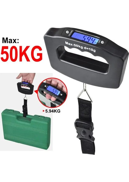 Pilleri Dahil Etme Stili Yok 50KG Cep Taşınabilir 50 kg LCD Dijital Elektronik El Kanca Kemer Bagaj Asılı Ölçek Arka Işık Dengesi Tartı Ölçme Araçları (Yurt Dışından)