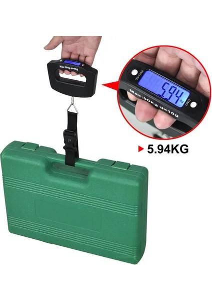 Pilleri Dahil Etme Stili Yok 50KG Cep Taşınabilir 50 kg LCD Dijital Elektronik El Kanca Kemer Bagaj Asılı Ölçek Arka Işık Dengesi Tartı Ölçme Araçları (Yurt Dışından)