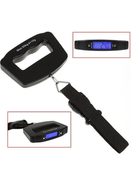 Pilleri Dahil Etme Stili Yok 50KG Cep Taşınabilir 50 kg LCD Dijital Elektronik El Kanca Kemer Bagaj Asılı Ölçek Arka Işık Dengesi Tartı Ölçme Araçları (Yurt Dışından)