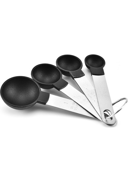 Kaşık Siyah Stil 4 Adetset Çay Kahve Ölçme Kaşığı Mutfak Pişirme Aksesuarları Yeni Dayanıklı Paslanmaz Çelik Ölçme Fincan Ölçme Alet Takımı (Yurt Dışından)