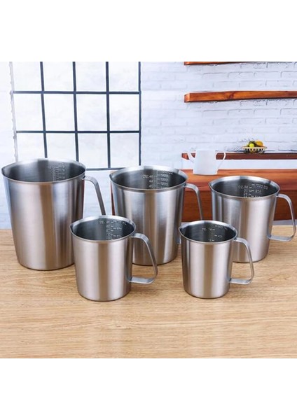 Gümüş Tarzı 700ML Ll 500ML Kalınlaşmış 304 Paslanmaz Çelik Ölçme Fincan Ölçekli Büyük Kapasiteli Mutfak Pratik Ölçme Fincan (Yurt Dışından) indirimleri