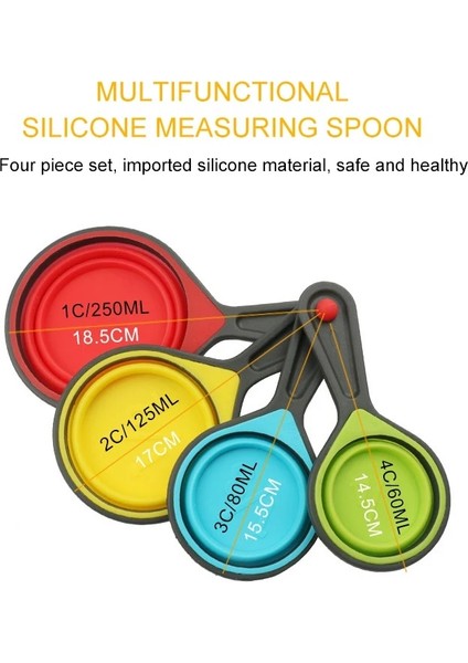 8 Adet Set Stili Et Ölçme Fincan Katlanır Ölçme Kaşığı Set Kahve Şeker Kaşık Pişirme Pişirme Mutfak Silikon Ölçme Fincanları Aracı Yeni (Yurt Dışından) fırsatları