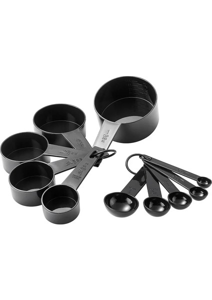 Siyah 10'lu Set Stili Mutfak Ölçü Kaşığı Çay Kaşığı Kahve Şeker Kaşığı Kek Pişirme Un Ölçü Kapları Mutfak Pişirme Aletleri Ölçü Kapları (Yurt Dışından)