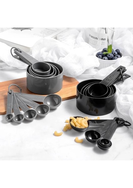 Siyah 10'lu Set Stili Mutfak Ölçü Kaşığı Çay Kaşığı Kahve Şeker Kaşığı Kek Pişirme Un Ölçü Kapları Mutfak Pişirme Aletleri Ölçü Kapları (Yurt Dışından) fırsatları