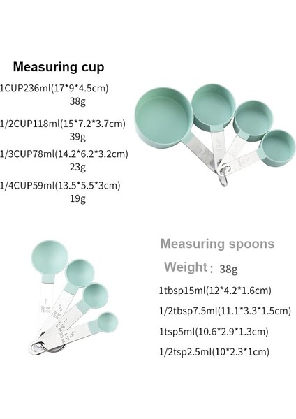 4 Adet Yeşil Fincan Stili 4 Adet Çok Amaçlı Kaşıkbardak Ölçme Aletleri Pişirme Aksesuarları Mutfak Aletleri Paslanmaz Çelik Saplı Mutfak Ölçme Aletleri (Yurt Dışından) fırsatları