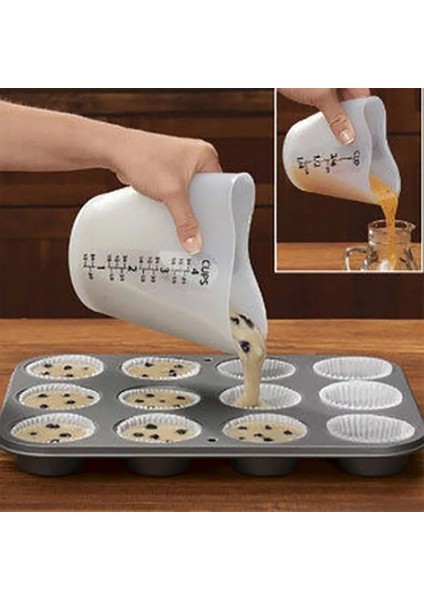 500ML Silikon Ölçme Fincan Tereyağı Su Sıvı Ölçü Fincan Sürahi Esnek Silikon Fincan Mutfak Ölçme Araçları Için Pişirme (Yurt Dışından)
