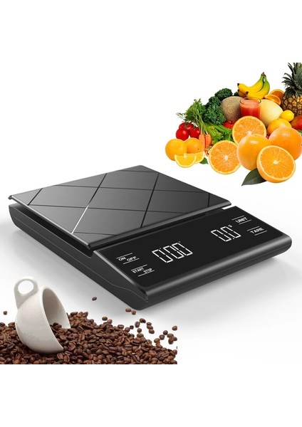 Siyah D Stili Akıllı Kahve Ölçeği Zamanlayıcı Dijital Mutfak Terazisi Ev Damla Kahve Ölçeği Taşınabilir Hassas Cezve Ölçeği 3kg.1g (Yurt Dışından) fiyatları