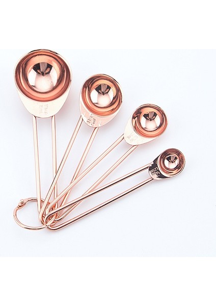 4 Adet Küçük Gül Altın Stili Paslanmaz Çelik Ölçme Kaşığı Bardak Seti Pişirme Çay Kahve Kaşığı Un Sıvı Ölçme Aracı Pişirme Mutfak Aksesuarları Gadget (Yurt Dışından)