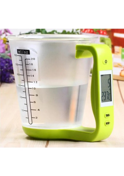 Yeşil Stil Joylove Mutfak Terazileri Dijital Beher Terazi Elektronik Alet Ölçeği Ekranlı Sıcaklık Ölçüm Bardakları (Yurt Dışından)