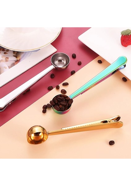 Açık Sarı Stil Sızdırmazlık Klipsli Kahve Kaşığı Ikisi Bir Arada Paslanmaz Çelik Uzun Sap Sızdırmazlık Ölçme Kaşıkları Kahve Gereçleri Mutfak Aksesuarları (Yurt Dışından) modelleri