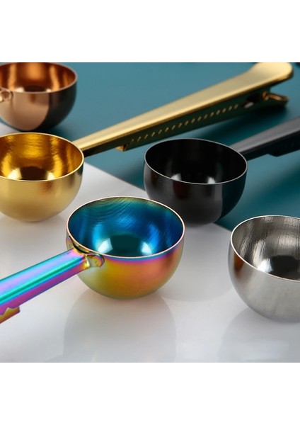 Açık Sarı Stil Sızdırmazlık Klipsli Kahve Kaşığı Ikisi Bir Arada Paslanmaz Çelik Uzun Sap Sızdırmazlık Ölçme Kaşıkları Kahve Gereçleri Mutfak Aksesuarları (Yurt Dışından) indirimleri