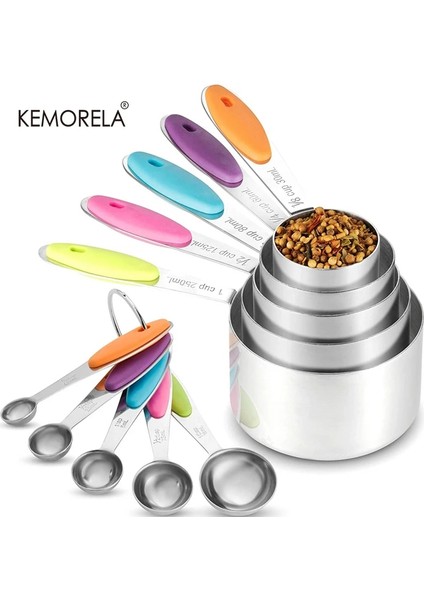 10 Adet Set Stili Ölçme Fincanları Ölçme Kaşık Seti Paslanmaz Çelik Ölçme Fincan Kaşığı Pişirme Çay Kahve Mutfak Aletleri Silikon Saplı (Yurt Dışından) indirimleri