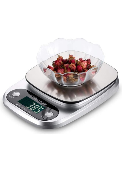 Gümüş Tarzı Dijital Mutfak Terazisi 10KG Gıda Ölçeği Çok Fonksiyonlu Tartı Elektronik Pişirme ve Pişirme Ölçeği LCD Ekranlı Silvergray (Yurt Dışından)