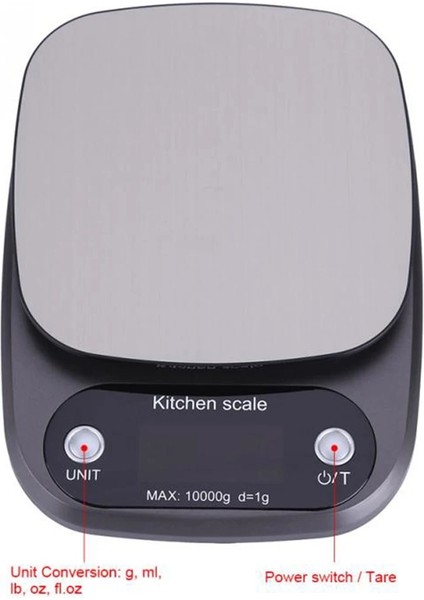 Gümüş Tarzı Dijital Mutfak Terazisi 10KG Gıda Ölçeği Çok Fonksiyonlu Tartı Elektronik Pişirme ve Pişirme Ölçeği LCD Ekranlı Silvergray (Yurt Dışından) modelleri