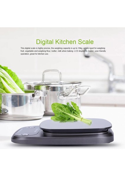 Gümüş Tarzı Dijital Mutfak Terazisi 10KG Gıda Ölçeği Çok Fonksiyonlu Tartı Elektronik Pişirme ve Pişirme Ölçeği LCD Ekranlı Silvergray (Yurt Dışından) indirimleri