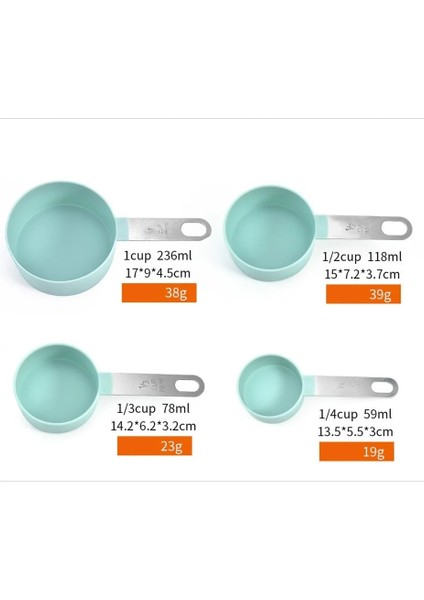 Kupa Yeşil Stili Plastik Ölçme Kaşığı Paslanmaz Çelik Sap Ölçme Fincanı Ölçme Aleti, Ölçekli Pişirme Aletleri (Yurt Dışından) indirimleri