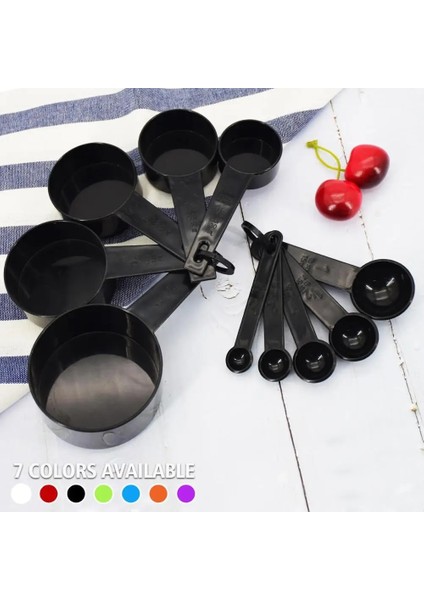 Beyaz Stil Renkli Ölçme Fincanları ve Ölçme Kaşığı Kepçe Silikon Saplı Mutfak Ölçme Aleti Freesg (Yurt Dışından) fırsatları